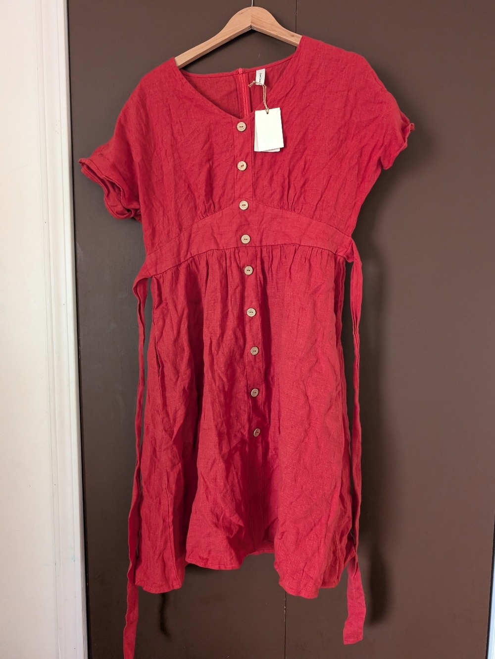 NWT - Grae cove 100% Linen Red Dress Sz. L
